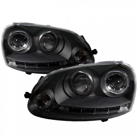 Ксеноновые фары Spyder Auto для Volkswagen GTI 06-09 / Jetta 06-09 / Rabbit 06-09,  LED Halo - DRL - Black